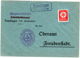 DR 1935, Landpost Stpl. TUMLINGEN über Horb Auf Bürgermeister Brief M. 12 Pf.  - Officials