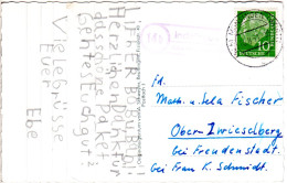 BRD 1959, Landpoststempel 14b INDELHAUSEN über Münsingen Auf Karte M. 10 Pf.  - Cartas & Documentos