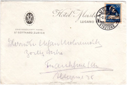 Schweiz 1927, 30 C. Auf Hotel Brief V. Lugano N. Frankfurt. - Briefe U. Dokumente