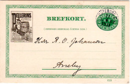 Schweden 1911, 5 öre Ganzsache M. Stpl. Göteborg U. Zudruck Margarine M. Zwerg - Storia Postale