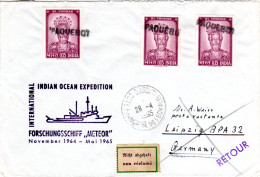 Indien 1965, 3 Marken Auf Djibouti PAQUEBOT Expeditions Schiffs Brief - Autres & Non Classés