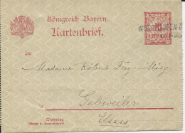 Bayern 1898, Aushilfs L2 Woerishofen Auf 10 Pf. Kartenbrief - Covers & Documents