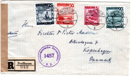 Österreich 1946, 4 Marken Auf Einschreiben Zensur Brief V. Preßbaum N. Dänemark - Lettres & Documents