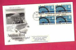 FDC  De 1968 Des USA EUAN - YT N° 861 En Bloc De 4 - Navigation Sur L' Arkansas - Bruggen