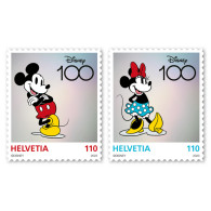 Suisse - 2024 - Disney - Anniversaire 100 Ans - Mickey - Mimi- 2 Tp - New - Nouveau - Neufs - MNH ** - Disney