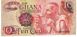 GHANA P16b 10 CEDIS 2.1.1973  #C/1   VF  NO P.h. - Ghana