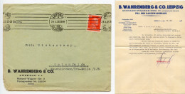 Germany 1928 Cover & Letter; Leipzig (Messestadt) - B. Wahrenberg & Co., Felle Und Rauchwarenhaus; 15pf. Immanuel Kant - Briefe U. Dokumente