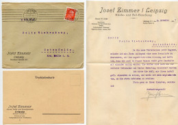 Germany 1927 Cover & Letter; Leipzig (Messestadt) - Josef Zimmer, Häute- Und Fell-Handlung; 15pf. Immanuel Kant - Lettres & Documents