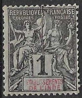 INDIA FRANCESE - 1892 - CENT 1 - NUOVO MH* (YVERT 1 - MICHEL 1) - Ongebruikt
