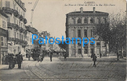 228610 FRANCE CANNES THE PLACE HOTEL DE VILLE & STREET FELIX FAURE AND TRAMWAY POSTAL POSTCARD - Andere & Zonder Classificatie