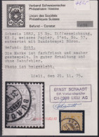 1882 Ziffermuster 15 Rp.KZ L Weisses Papier  Zum: 57, Mi: 49, Befund 678 Ernst Schaadt, ⵙ BÜRON - Oblitérés