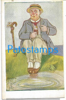 228615 ART ARTE SIGNED DIDONE HUMOR THE MAN WITH A FLOWER AND THE FROG POSTAL POSTCARD - Autres & Non Classés