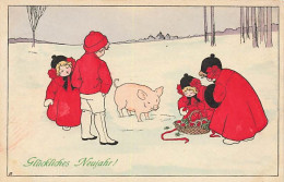 N°25008 - Carte Illustrateur - Pauli Ebner - MM Vienne N°403 - Enfants Avec Un Cochon - Ebner, Pauli
