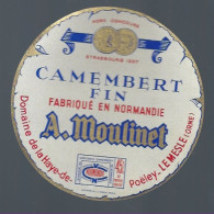 Etiquette Fromage Camembert Fin Normandie 45%mg A Moulinet  Domaine De La Haye De Poëley Le Mesle Orne 61 - Kaas