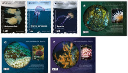 Portugal Azores Madeira 2024 Europa CEPT Underwater Fauna Set Of 3 Stamps And 3 Block's MNH - Meereswelt