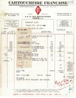 Facture , Document , Courrier : Cartoucherie Française à Paris , Envoyé à Neuchâtel En Bray - France . - 1950 - ...