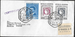 Argentina FDC Cover 1956 Mailed. 100th Anniv Of Postal Stamps - Covers & Documents