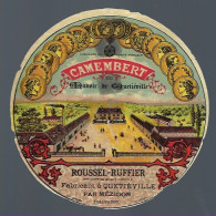 Etiquette Fromage Camembert Manoir De Quetiéville Roussel Ruffier  Quetieville Par Mézidon Calvados 14 - Quesos