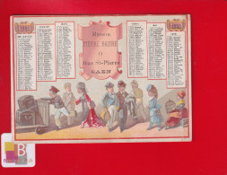 CAEN Mercerie Bonneterie Pierre Bazire Rue St Pierre Chromo Calendrier Semestriel 1880 Abbadie Voyageurs Quai Gare Train - Other & Unclassified