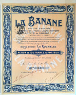 S.A. La Banane - La Rochelle - 1911 - Action De 100 Francs - Landbouw