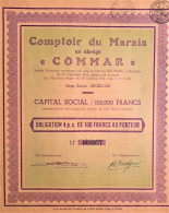 S.A. Comptoir Du Marais  En Abrégé 'COMMAR' - Obligation 4 % De 100 Fr Au Porteur (1944) - Bruxelles - Andere & Zonder Classificatie