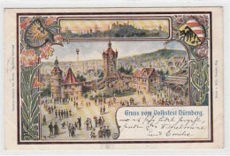 39090508 - Nuernberg, Lithographie. Gruss Vom Volksfest Gelaufen, 1899. Ecken Mit Albumabdruecken, Leicht Fleckig, Sons - Nürnberg