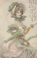 N°25017 - Carte Illustrateur - Style Bottaro - Femme Avec Ombrelle Fermée - 1900-1949