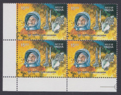 Inde India 2001 MNH Yuri Gagarin, Astronaut, First Man In Space, Soviet Union, Rocket, Block - Unused Stamps