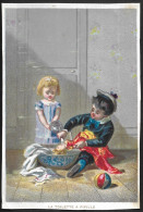 Chromo Dos Vierge - La Toilette à Fifille - AUBRY Paris - Enfants Jouant à La Poupée, Ballon - Otros & Sin Clasificación