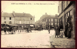 77 - T28128CPA - LIZY SUR OURCQ - La Place Harrouard Et Le Marché - Très Bon état - SEINE-ET-MARNE - Lizy Sur Ourcq