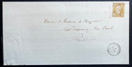 N°13 10c BISTRE NAPOLEON / LA CHATRE POUR PARIS / 6 AVRIL 1858 / LSC / ARCHIVE DE CHAZELLES - 1849-1876: Période Classique