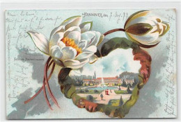 39101408 - Hannover, Lithographie. Schloss Herrenhausen, Umrahmt Von Blumen Gelaufen. Leicht Fleckig, Kleiner Knick Obe - Hannover