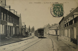 Fresnes (94) La Rue De Conde Avec Tram Vapeur 1907 - Fresnes