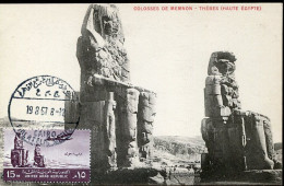 X0516 Egypt, Maximum Card 1967,Colosses De Memnon Thebes Haute Egypte, Egyptology - Egyptology