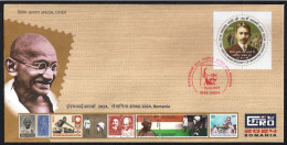 ROMANIA 2024 EFIRO World Stamp Exhibition,Mahatma Gandhi, India,Special Cover (**) Inde Indien, Only 1 Available - Lettres & Documents