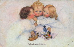 N°25042 - Carte Fantaisie - MM Vienne 862 - Geburtstags Morgen - Enfants S'embrassant - Other & Unclassified