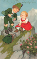 N°25043 - Carte Fantaisie - Flatscher - Enfants Buvant En Haut D'un Montagne - Autres & Non Classés
