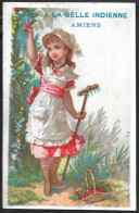 Chromo A La Belle Indienne Amiens, Enfant Cueillant Des Cerises, Panier, Rateau - Autres & Non Classés