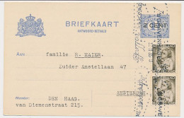 Briefkaart G. 93 II A / Bijfrankering Den Haag - Amsterdam 1935 - Ganzsachen