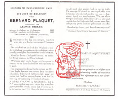 DP Bernard Plaquet ° Stekene 1885 † 1956 X Leonie Ferket - Devotion Images