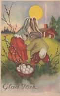 OSTERN KANINCHEN EI Vintage Ansichtskarte Postkarte CPA #PKE288.DE - Easter