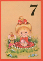 ALLES GUTE ZUM GEBURTSTAG 7 Jährige MÄDCHEN KINDER Vintage Postal CPSM #PBT789.DE - Anniversaire