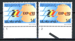 BE  2448  XX   ----  Exposition Universelle "Séville '92"   --  N° De Planche 1 Et 2. - 1991-2000