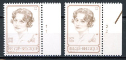 BE  2183  XX   ----   Anniversaire Du Décès De La Reine Astrid  --  N° De Planche 1 Et 2 - 1981-1990