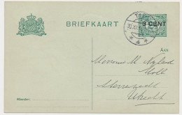 Briefkaart G. 96 A I Tiel - Utrecht 1918 - Ganzsachen