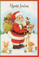 PAPÁ NOEL Animales NAVIDAD Fiesta Vintage Tarjeta Postal CPSM #PAK490.ES - Kerstman