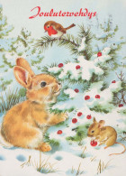 Happy New Year Christmas RABBIT Vintage Postcard CPSM #PAV054.GB - Nouvel An