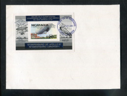 "NICARAGUA" 1980, Block 131 (mit Silbernem Aufdruck) "Zeppelin" Auf Blancobrief Mit Ersttagsstempel (B1224) - Airships