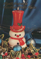 Happy New Year Christmas SNOWMAN Vintage Postcard CPSM #PAU112.GB - Nouvel An