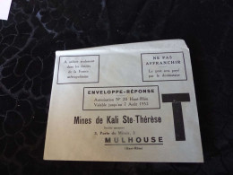 VP-31,  Enveloppe Réponse, Mines De Kali Ste Thérèse, Mulhouse - Publicidad